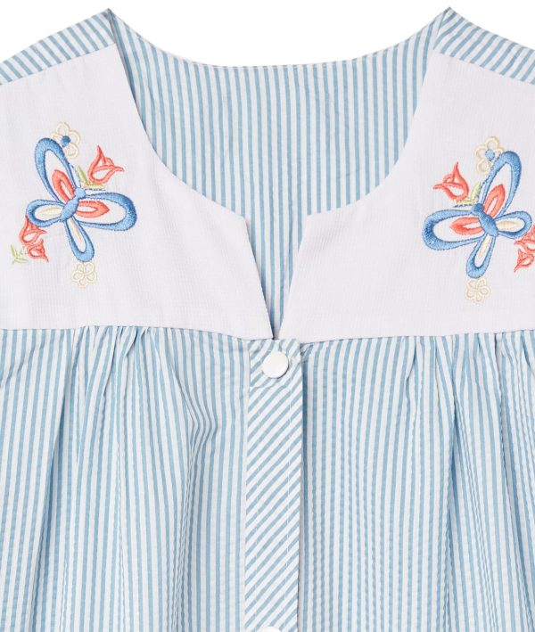 81gPGV68G5L.jpg Women Calf-Length Snap Front Knit Duster House Coat Robe ??Loose-Fitting Plush Bathrobe - Short Sleeve Bath Robe